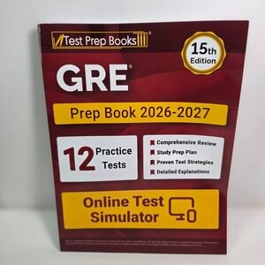 GRE Prep Book 2026-2027 Test Prep Books 15th Edition 12 Practice Tests Guide